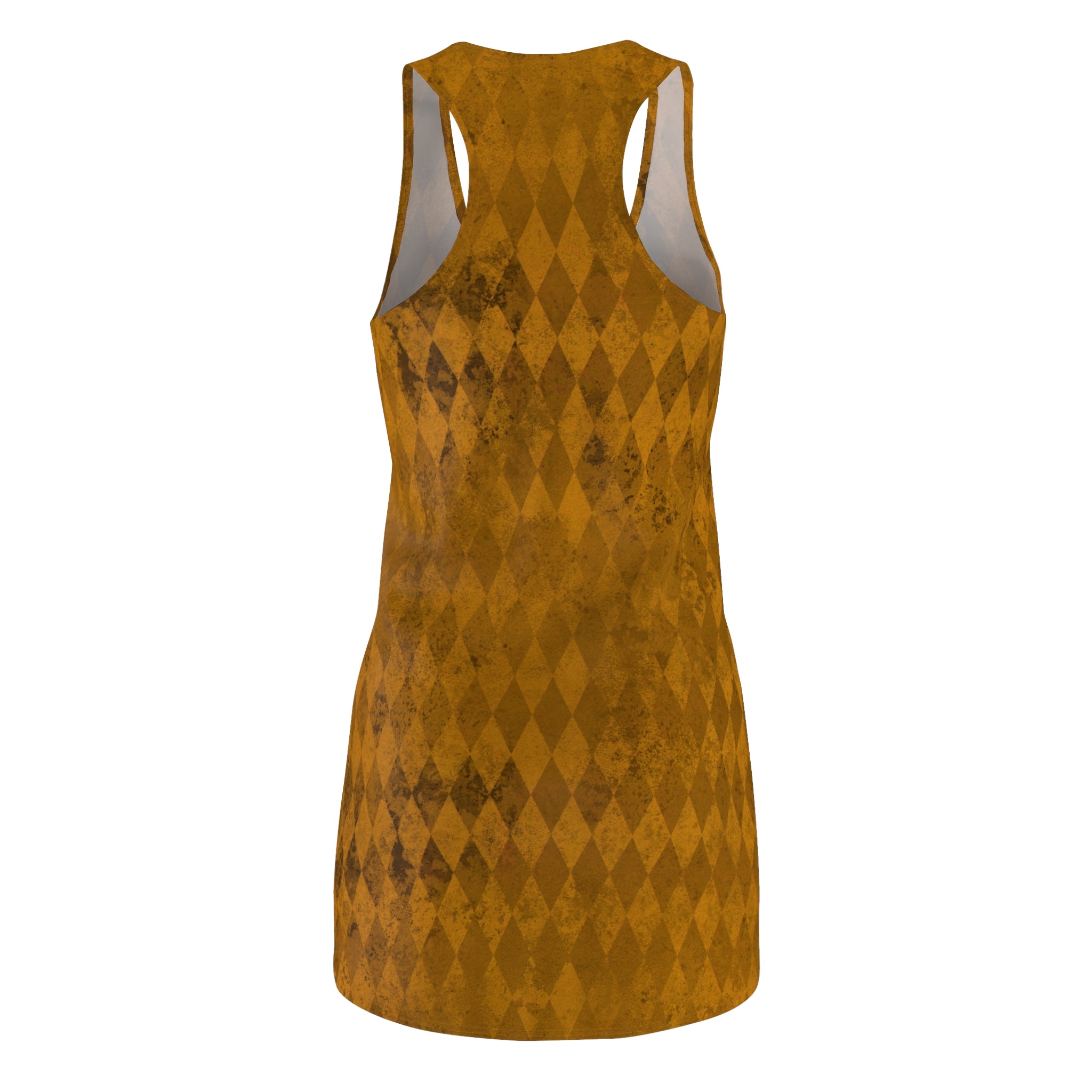 Vintage-Inspired Harlequin Racerback Midi Dress | Distressed Diamond Print
