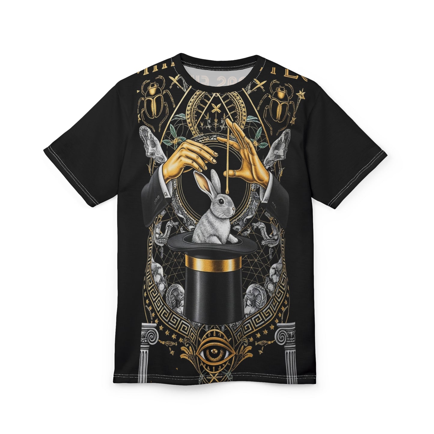 Magical Rabbit Tee - Unisex Cut & Sew AOP Shirt, Wizard Costume, Fantasy Gift, Unique Graphic Tee, Perfect for Halloween