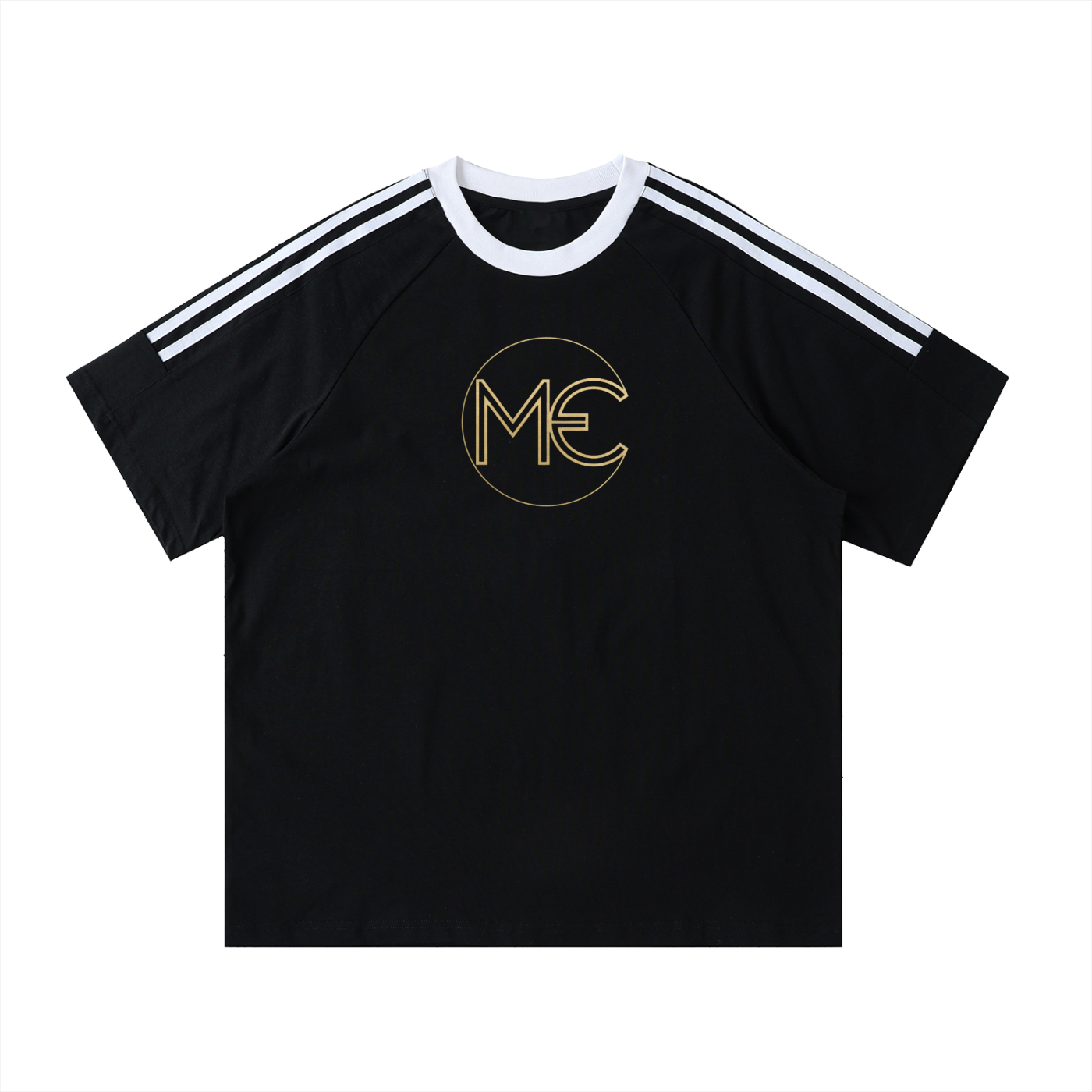 Contrast Tape Crewneck Cotton T-Shirt