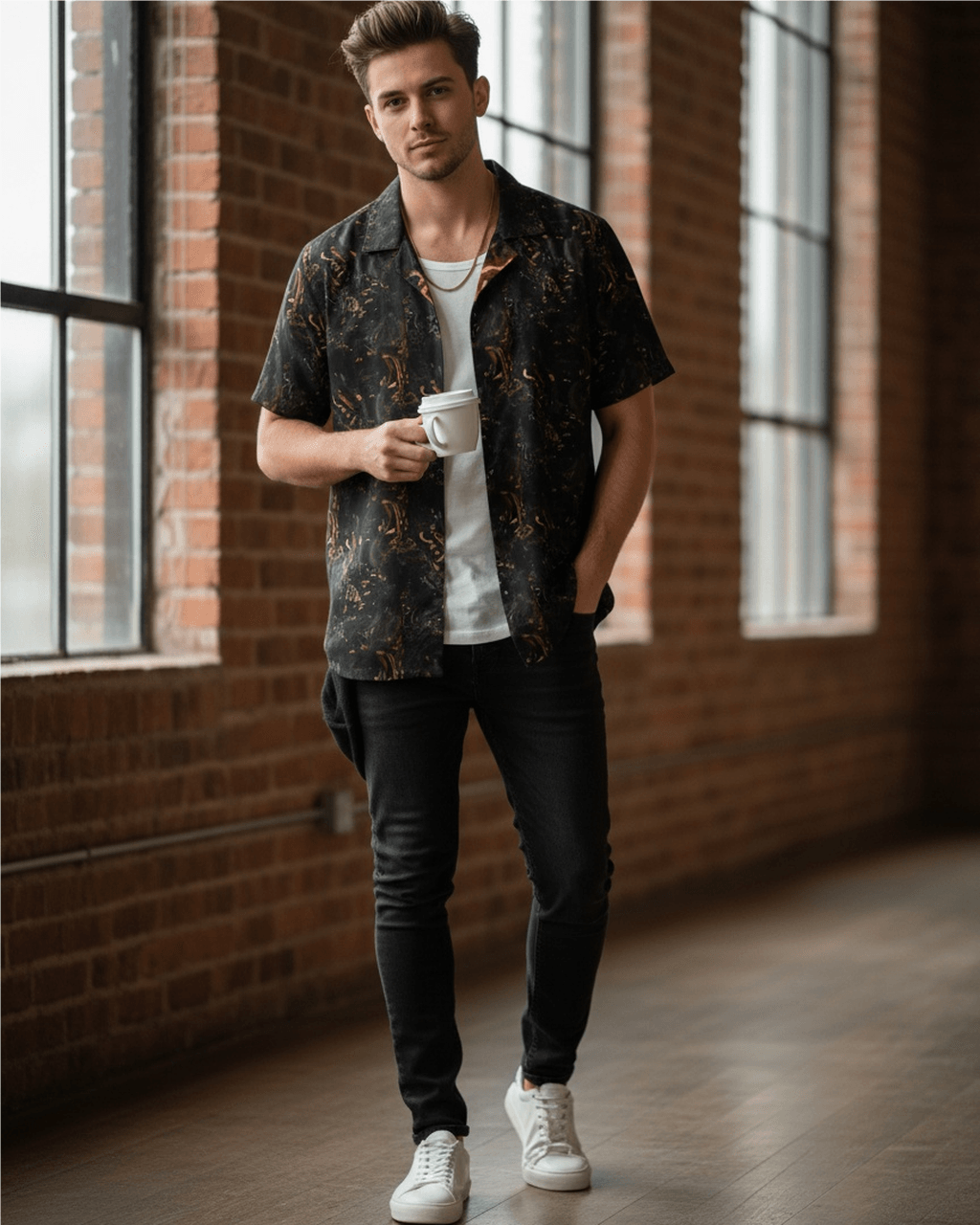 Dark Floral 'Burning coals' Button up shirt
