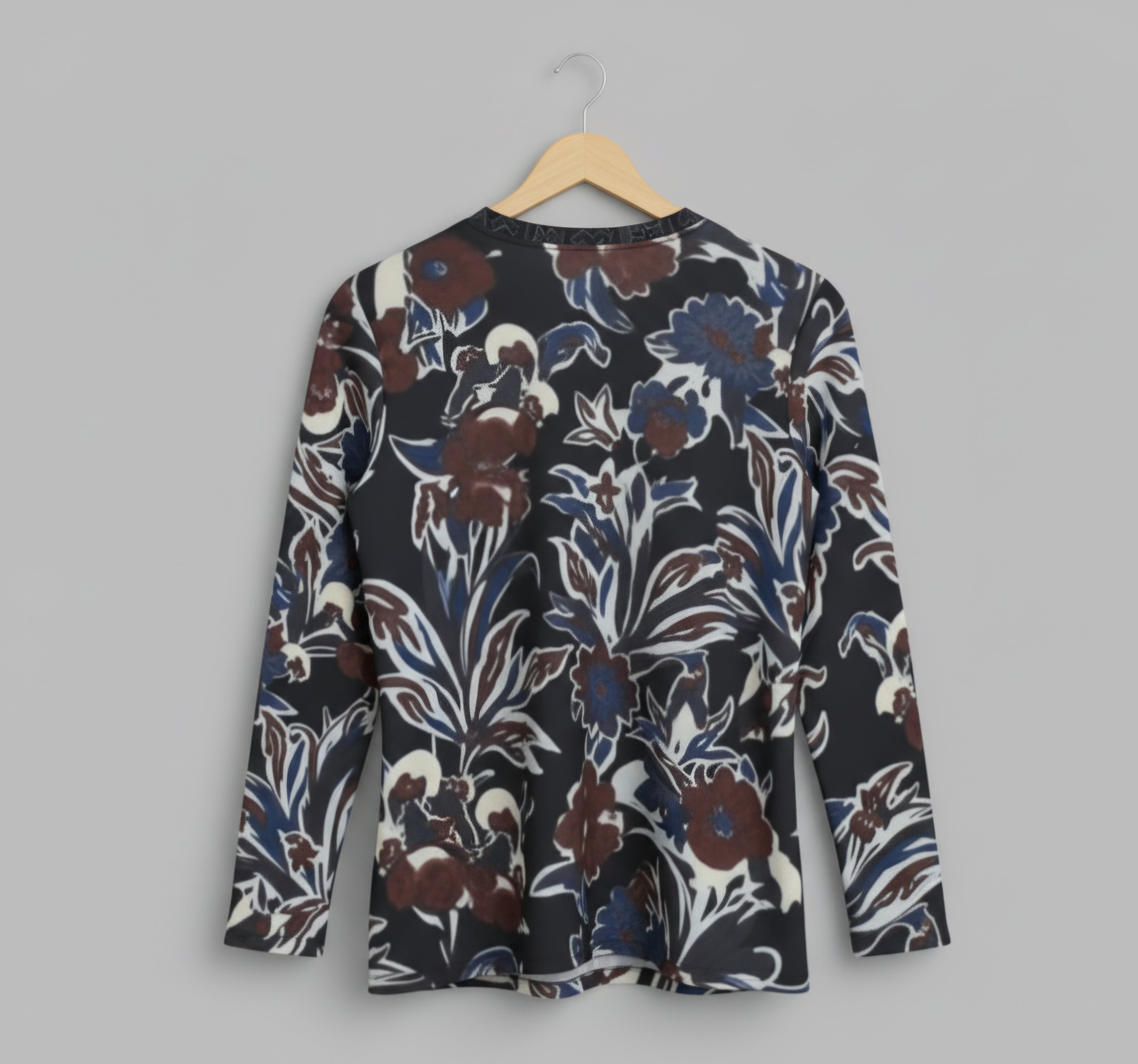 Floral & Leaf Print Long Sleeve T-Shirt