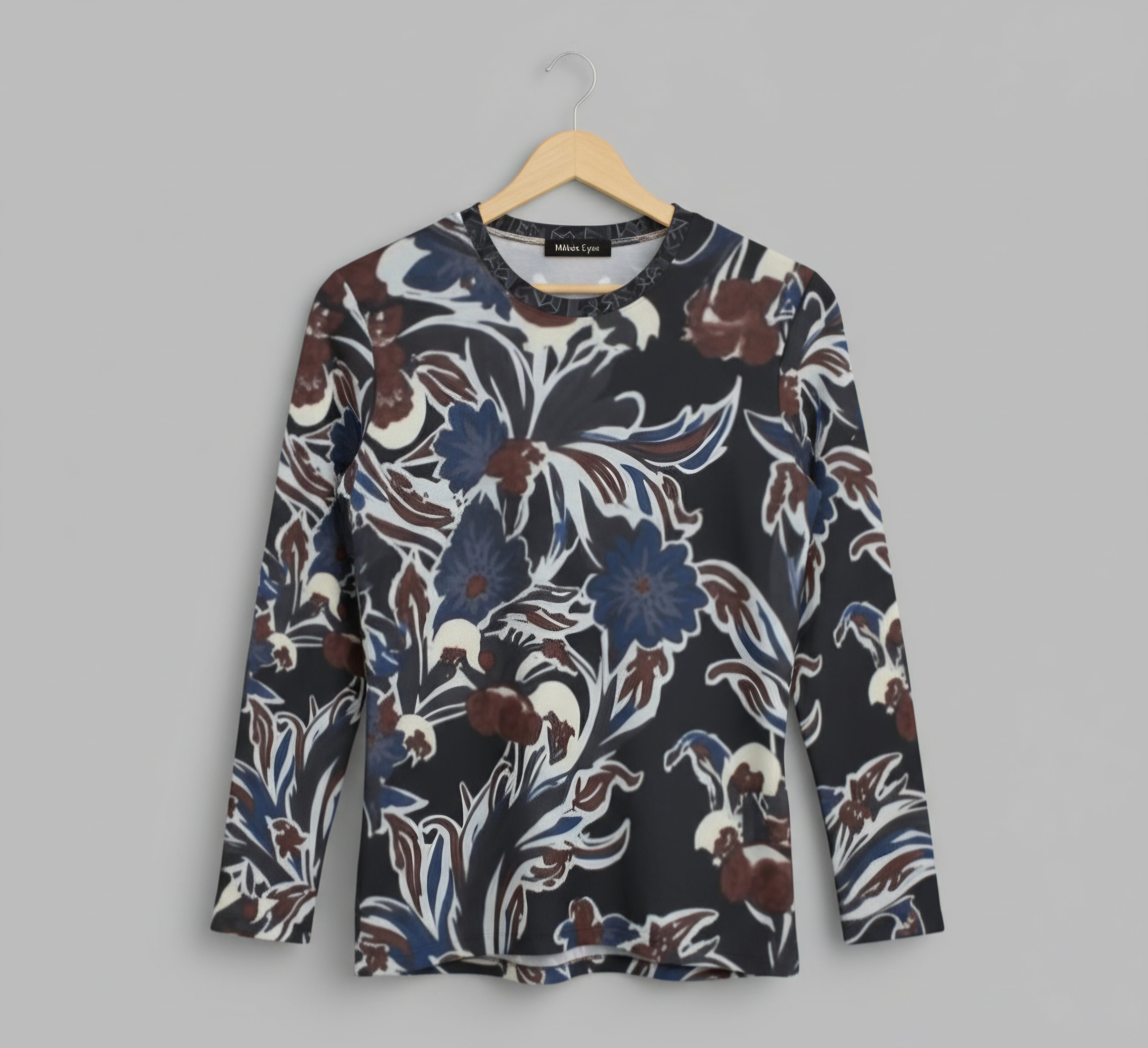 Floral & Leaf Print Long Sleeve T-Shirt
