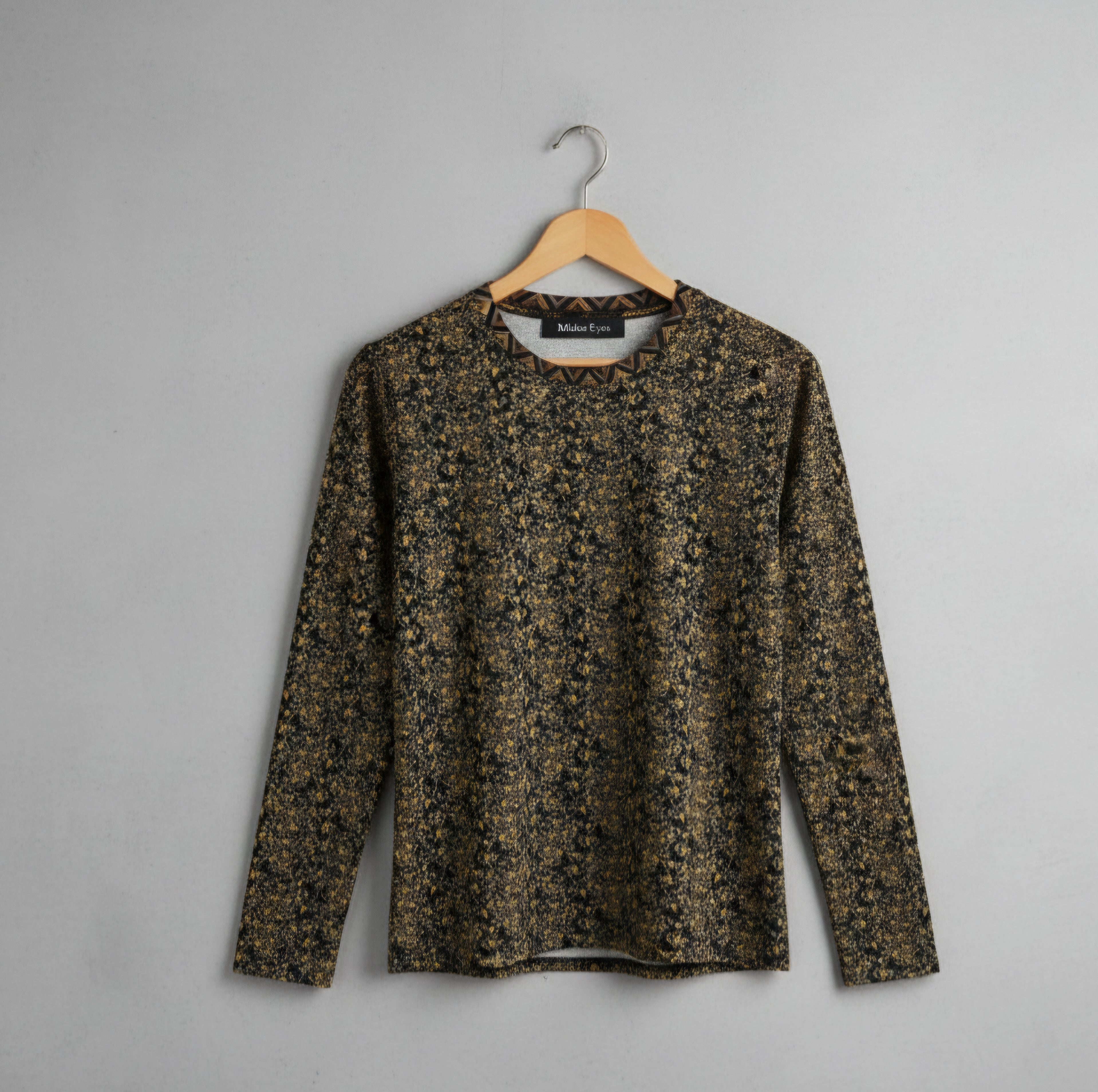 Midas Eyes Slim Fit Long Sleeve Tee - Gold Floral Print