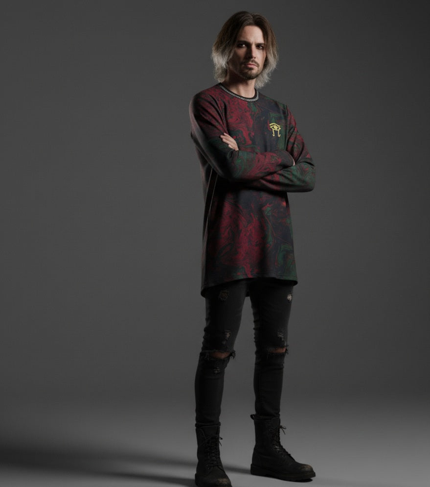 Mens athletic long sleeve 'Bleeding Rose'