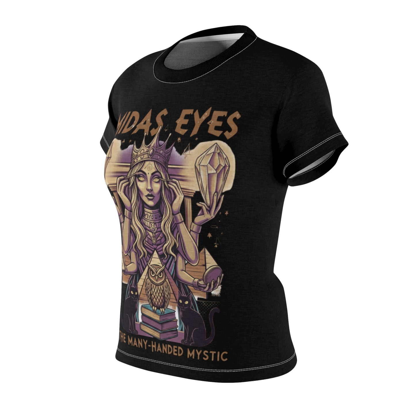 Mystical Women's Tee, Bohemian Mystic Shirt, Witchy Cut & Sew Top, Gift for Mystic Lovers, Midas Eyes Design, Ideal for Festivals, [...]