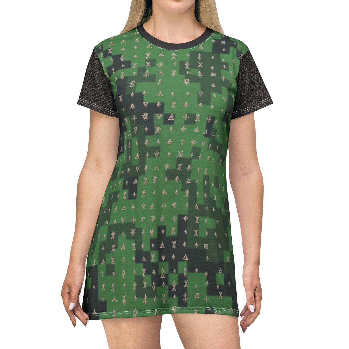 Camo Pattern T-Shirt Dress - Casual, Outdoor, Comfortable, Summer, Everyday Wear
