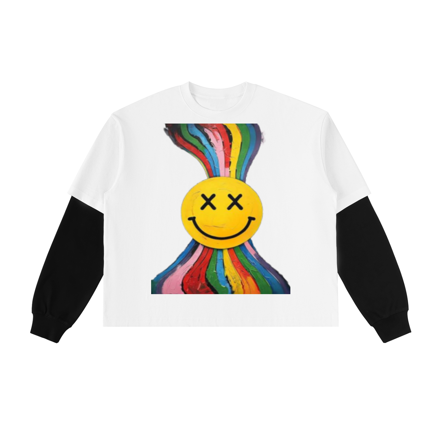 Layered Contrast Sleeve Cotton T-Shirt