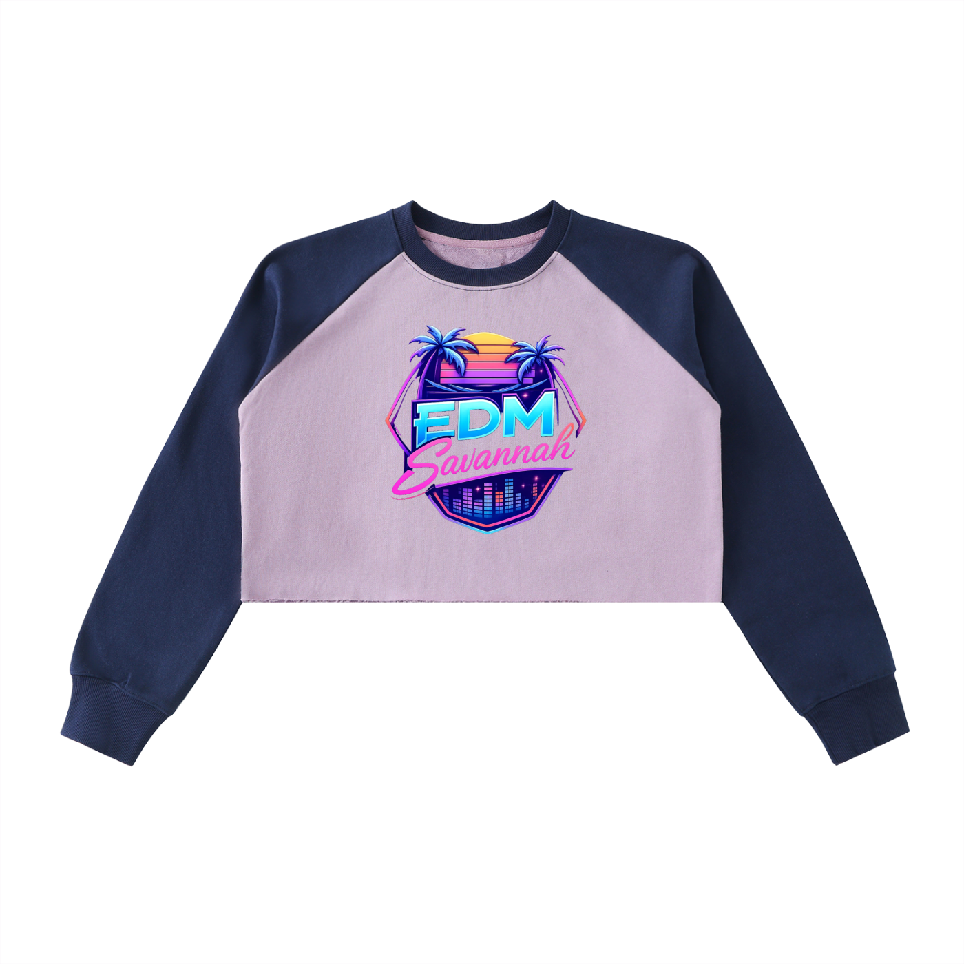 Raw-Hem Color-Block Raglan Crop Sweatshirt