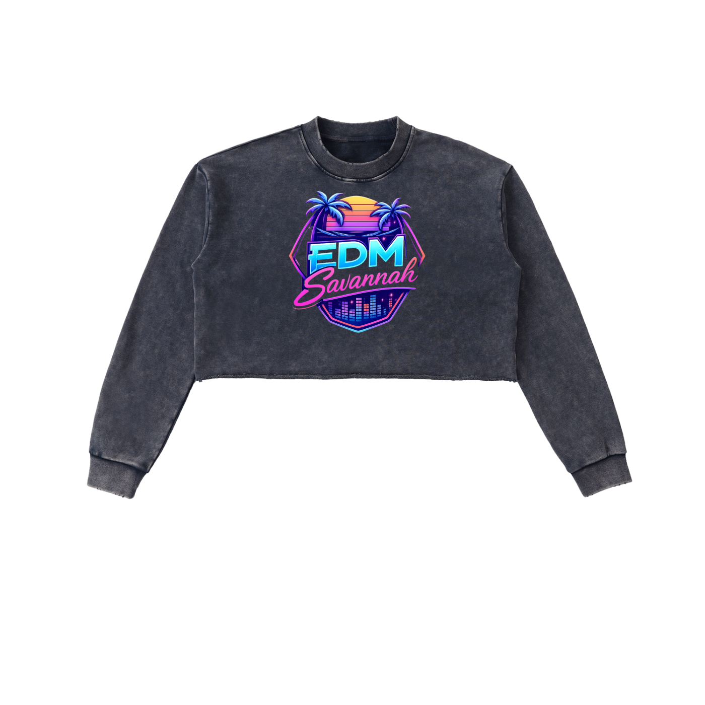 Snow Washed Raw Edge Cropped Sweatshirt