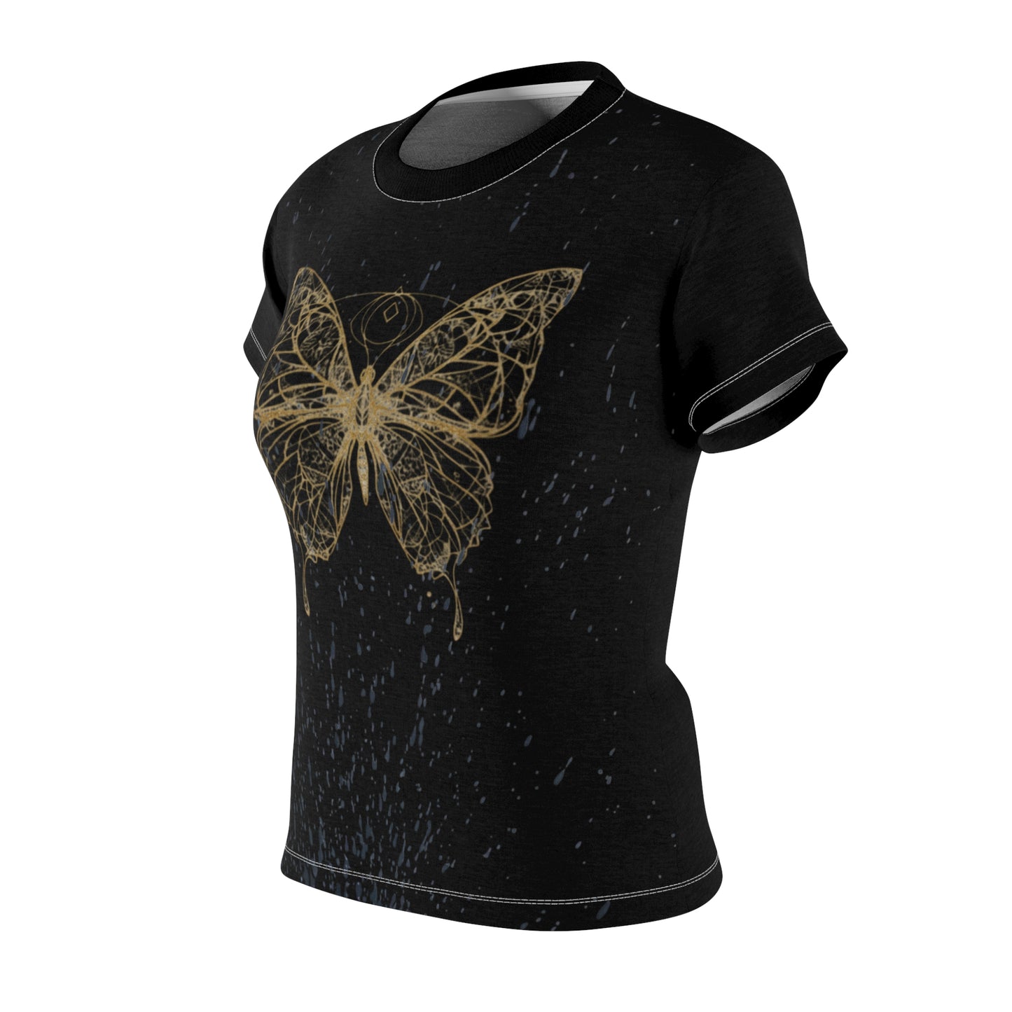 Elegant Butterfly Graphic Tee for Women - AOP T-Shirt, Stylish Casual Wear, Gift for Nature Lovers, Birthday Present, Summer Fashion