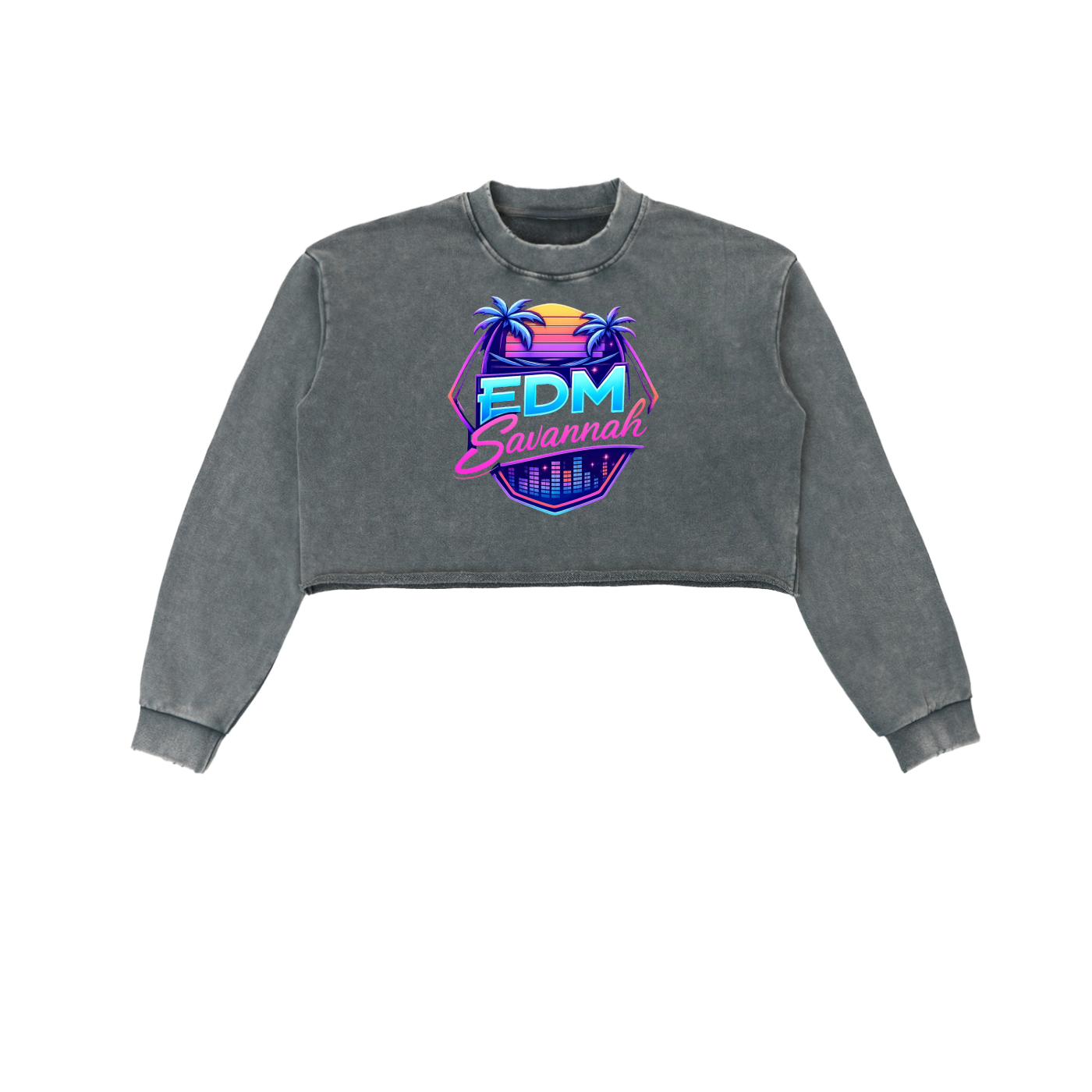 Snow Washed Raw Edge Cropped Sweatshirt