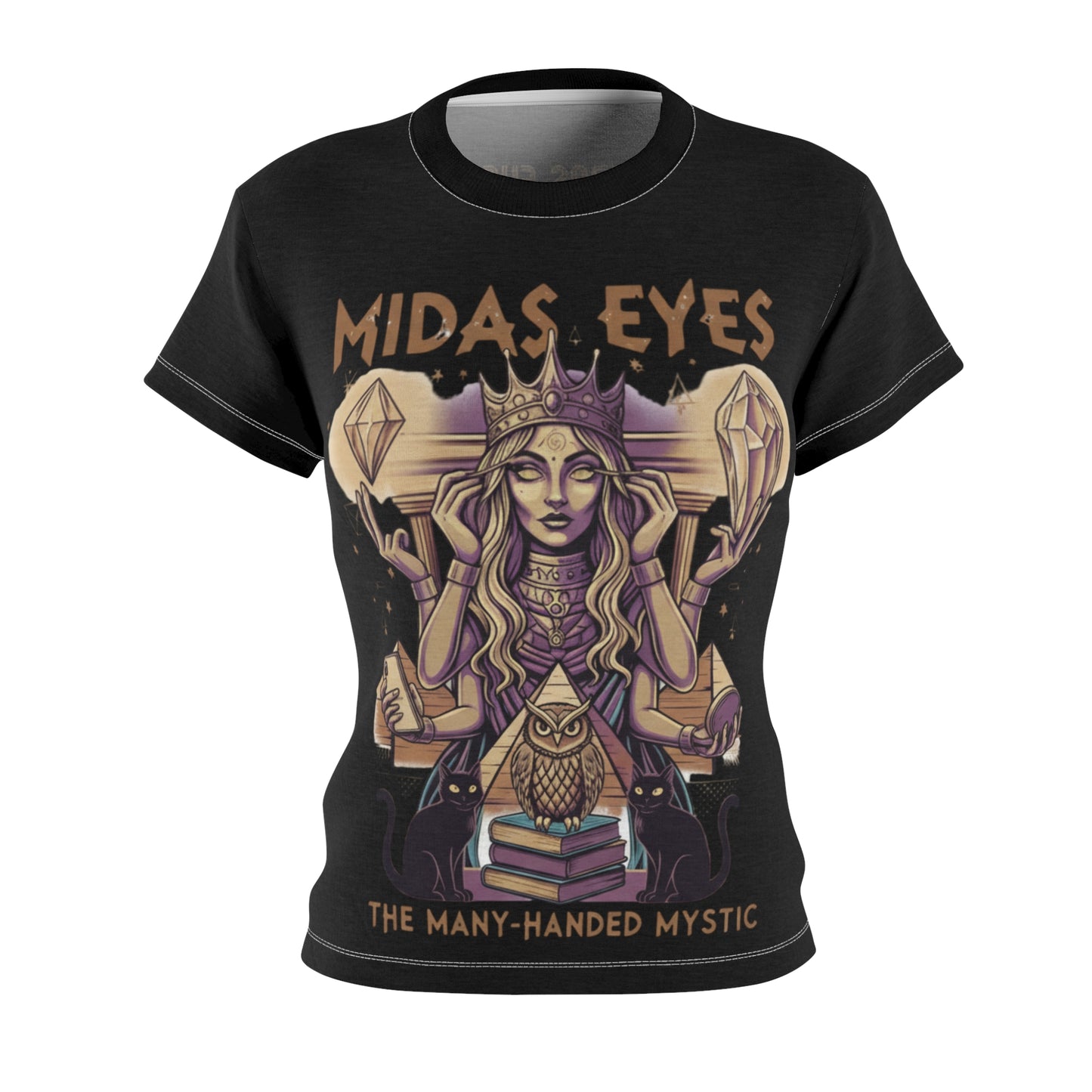 Mystical Women's Tee, Bohemian Mystic Shirt, Witchy Cut & Sew Top, Gift for Mystic Lovers, Midas Eyes Design, Ideal for Festivals, [...]
