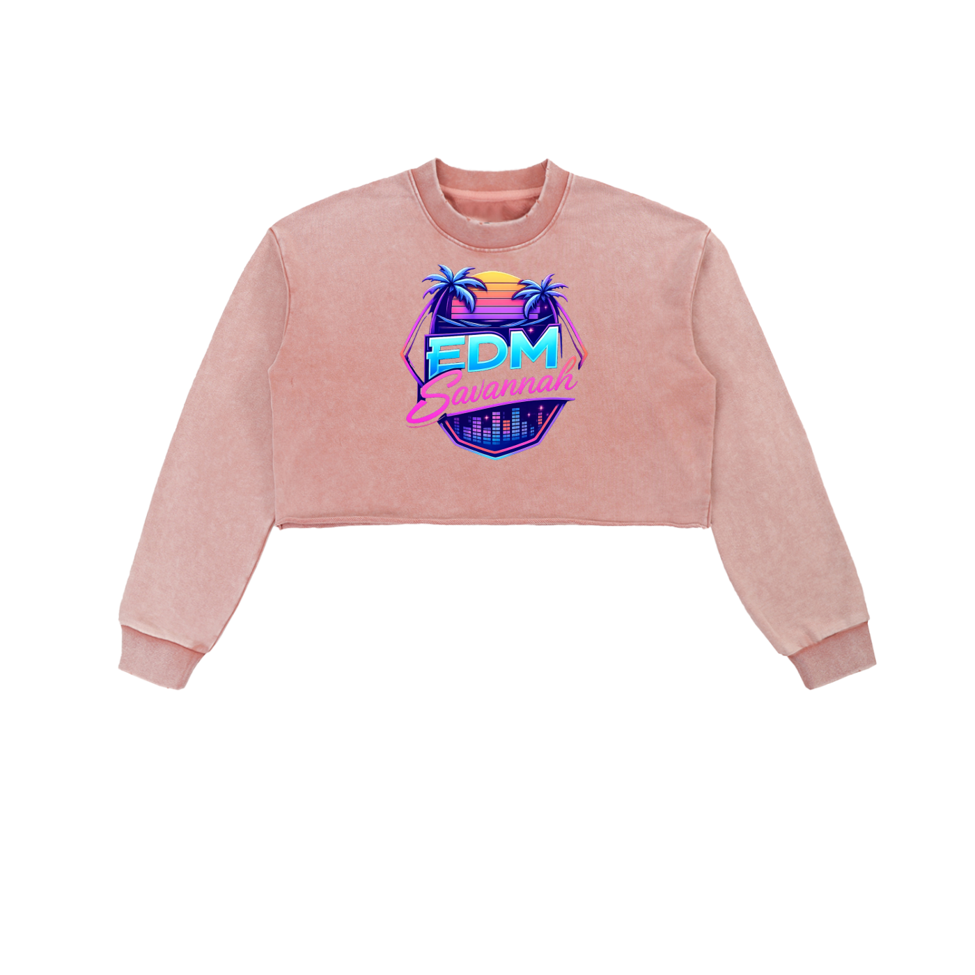 Snow Washed Raw Edge Cropped Sweatshirt