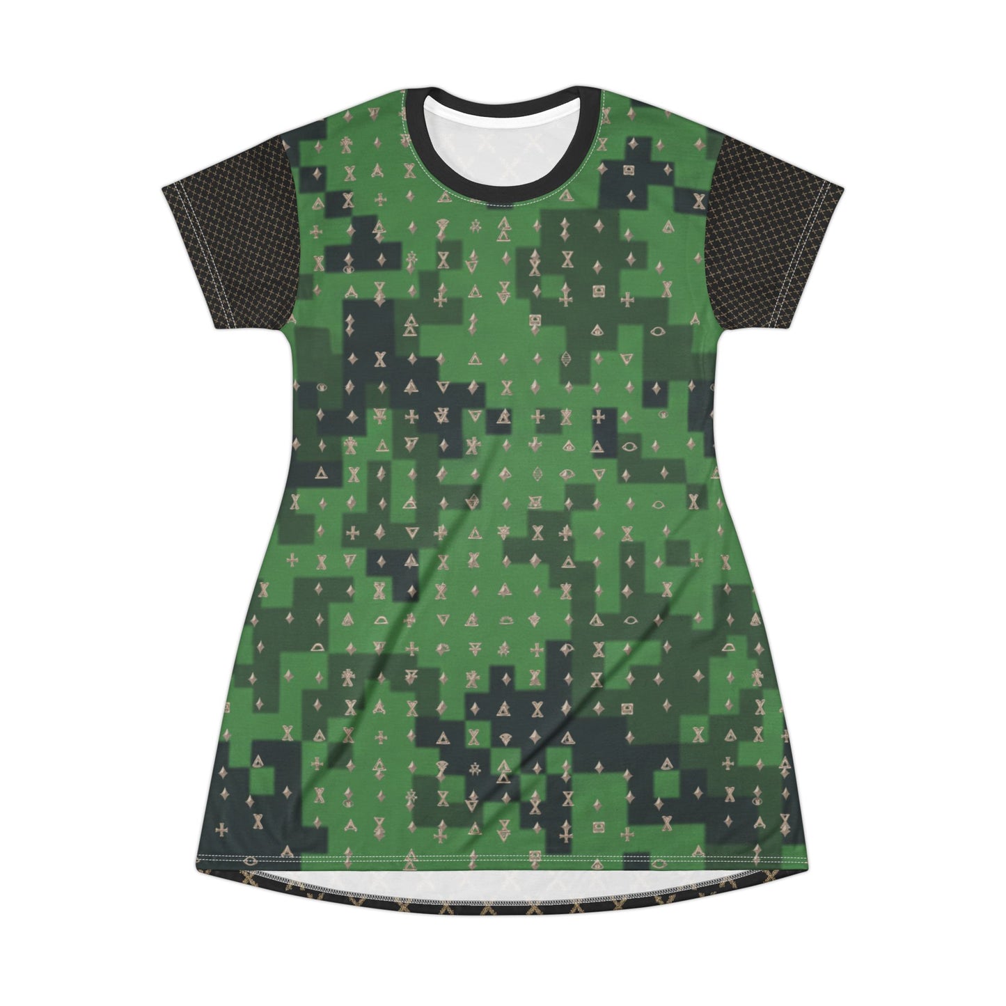Camo Pattern T-Shirt Dress - Casual, Outdoor, Comfortable, Summer, Everyday Wear