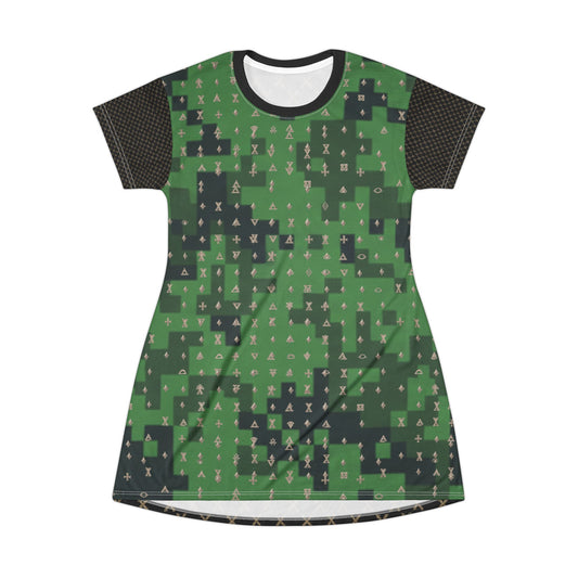 Camo Pattern T-Shirt Dress - Casual, Outdoor, Comfortable, Summer, Everyday Wear