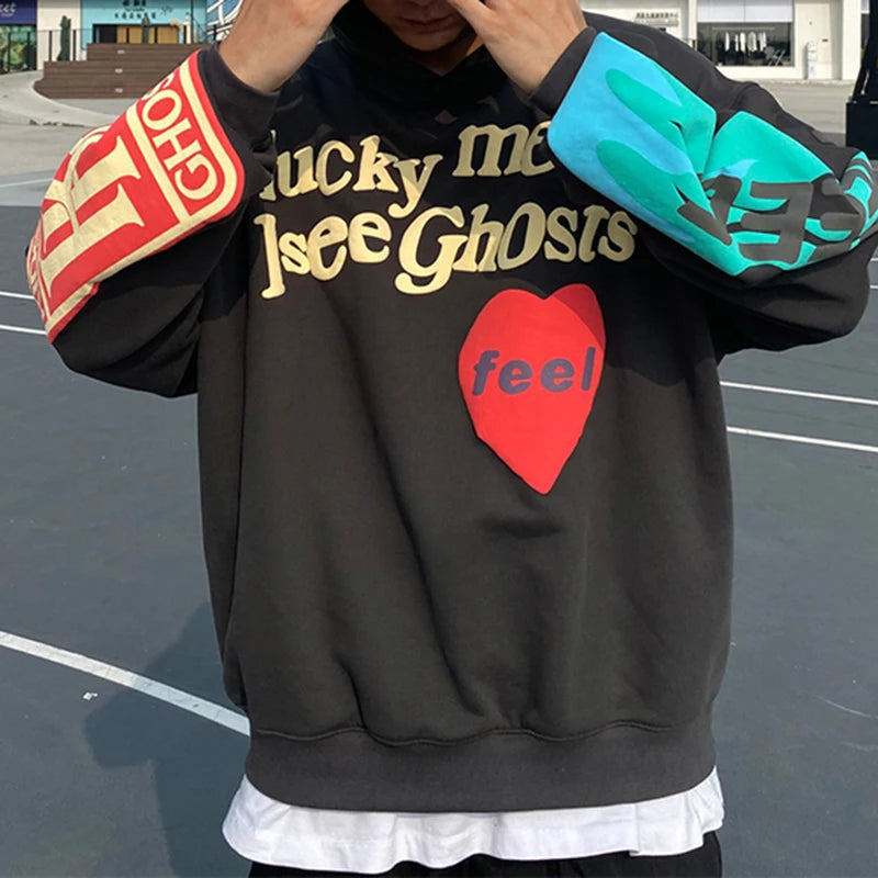 Y2k Graffiti Letter fleece Pullover Baggy Hooded Hoodies Oversized Hoodyd
