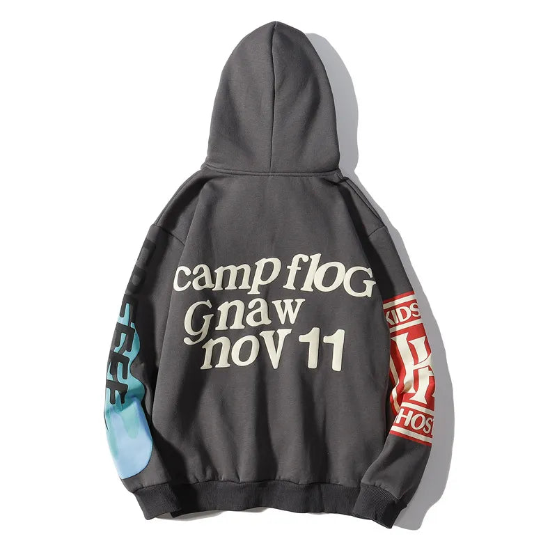 Y2k Graffiti Letter fleece Pullover Baggy Hooded Hoodies Oversized Hoodyd