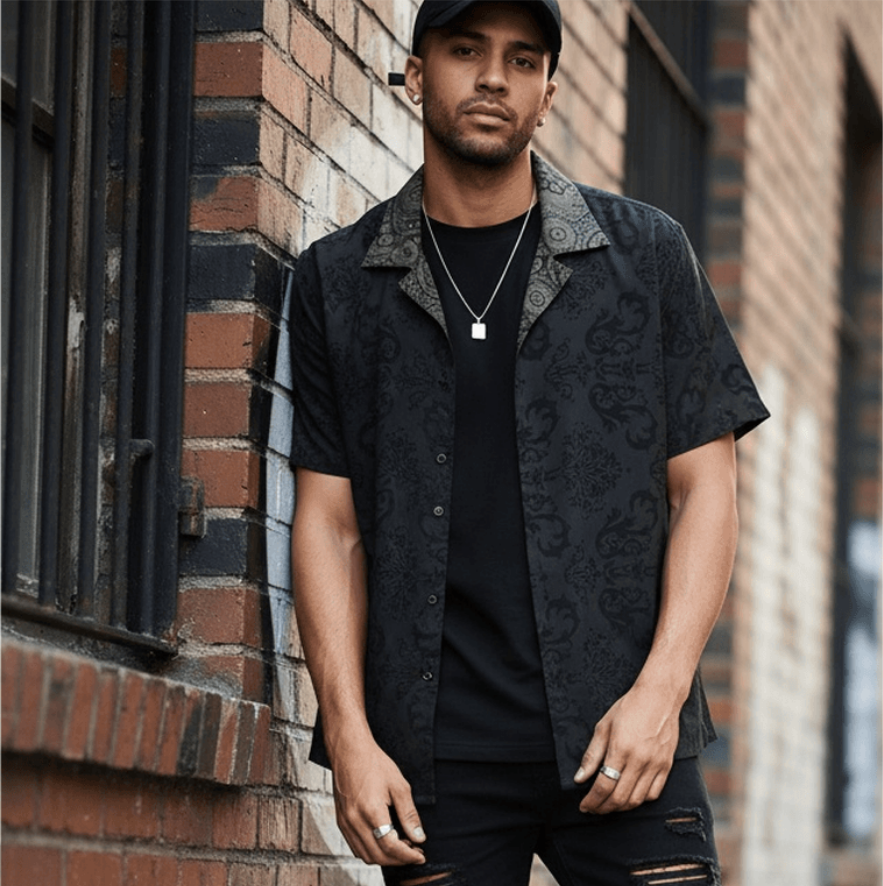 Midas Eyes Men's Black Paisley Shirt