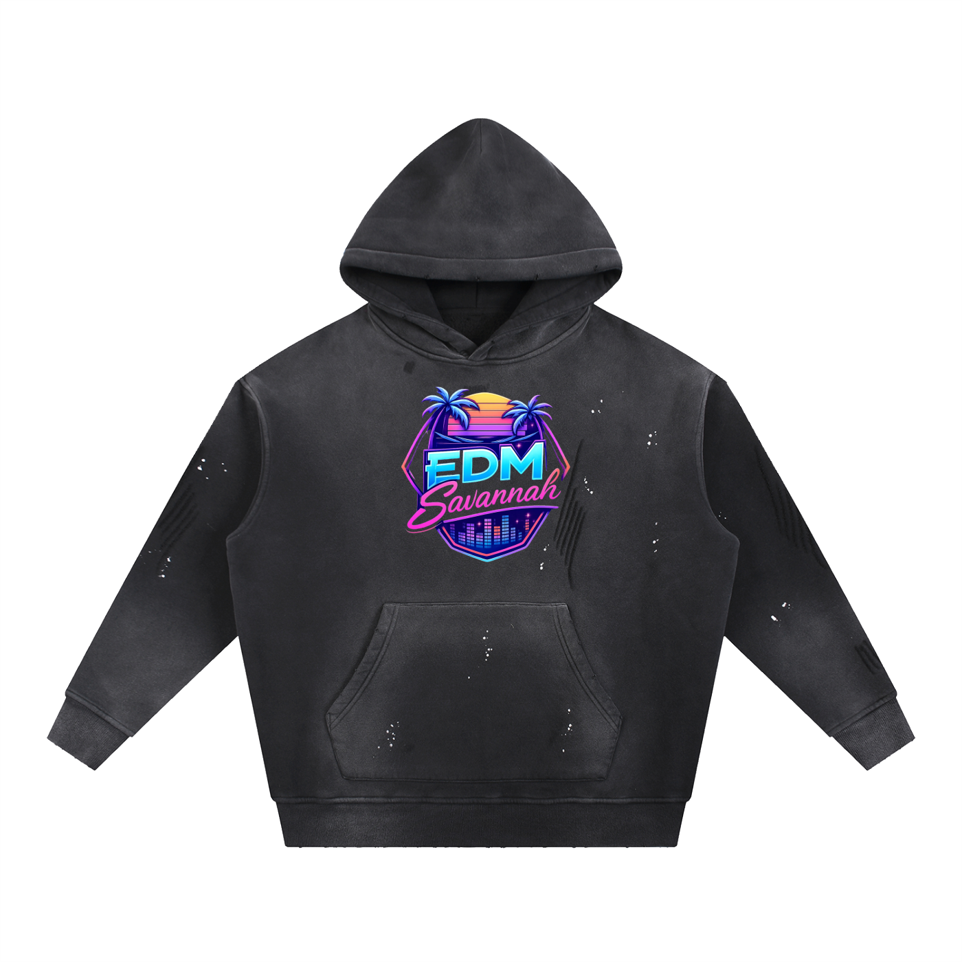 Vintage Washed Frayed Fleece Hoodie