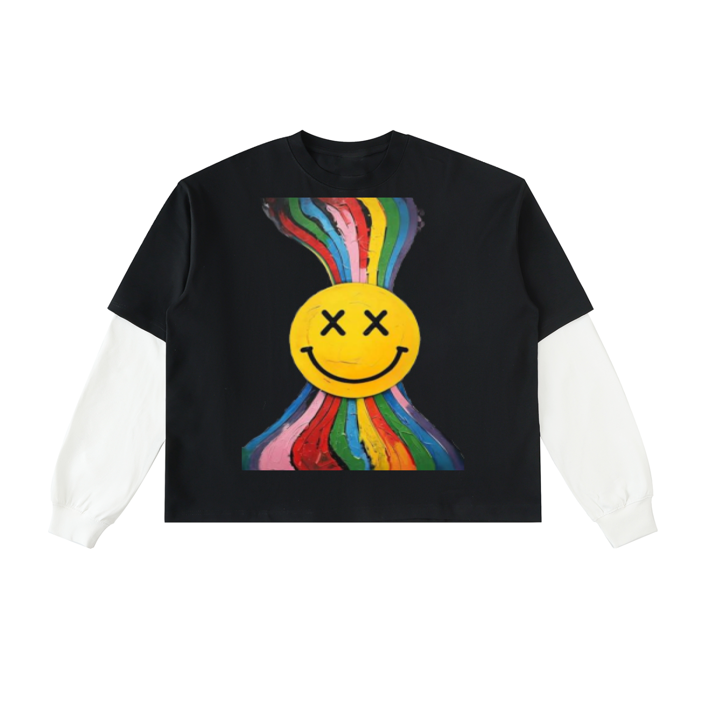 Layered Contrast Sleeve Cotton T-Shirt
