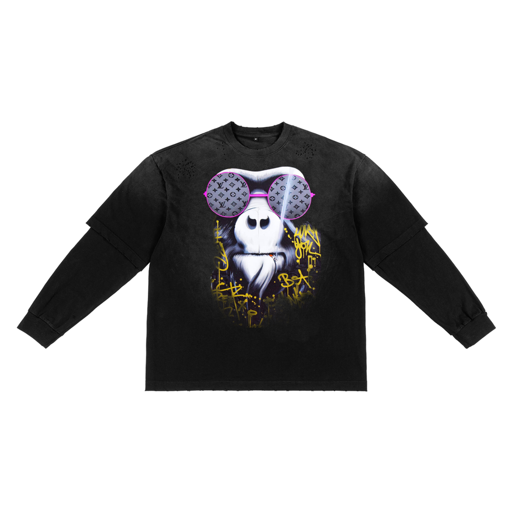 Sunfade Hand-Frayed Faux Two-Piece T-Shirt