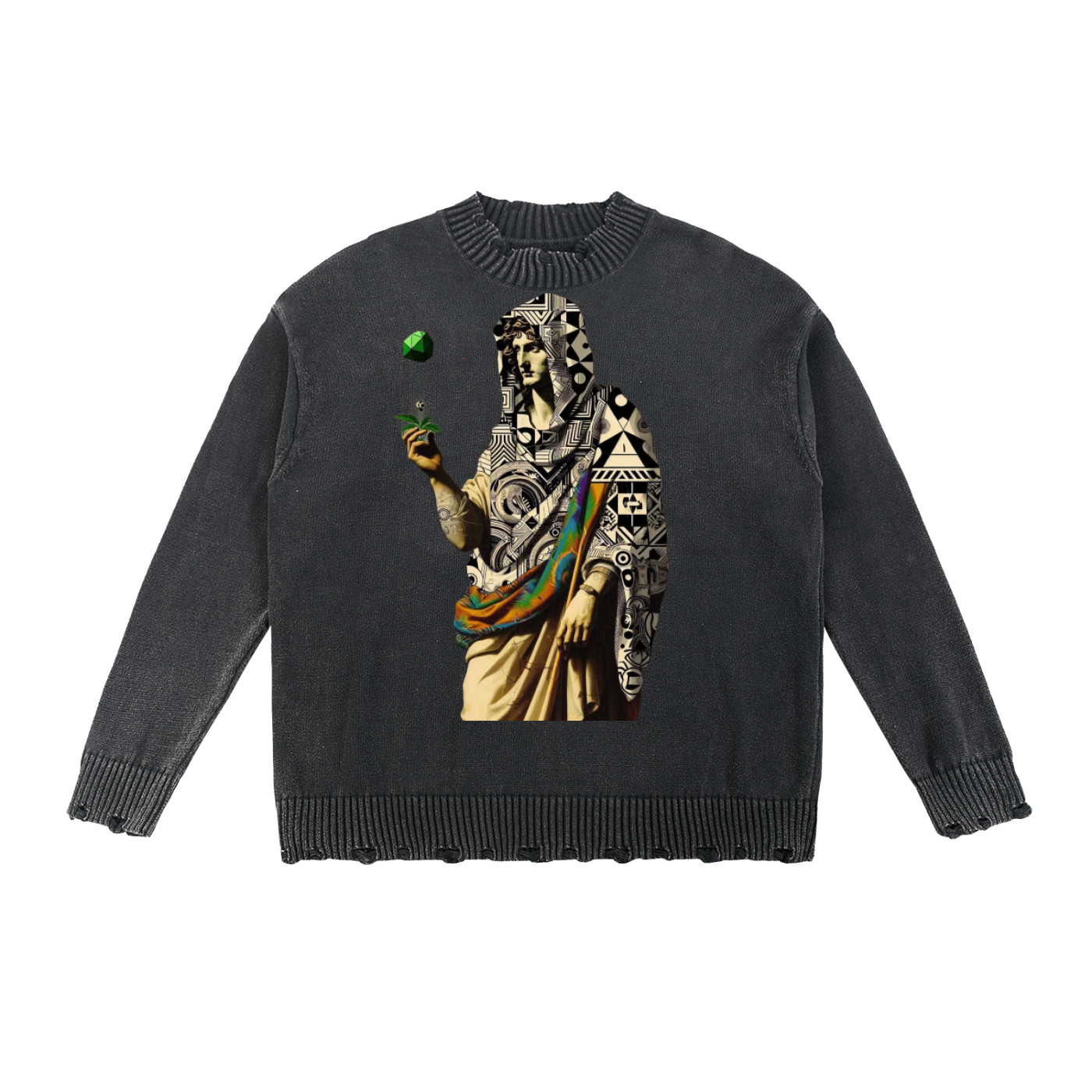 Vintage Washed Hand-Frayed Sweater