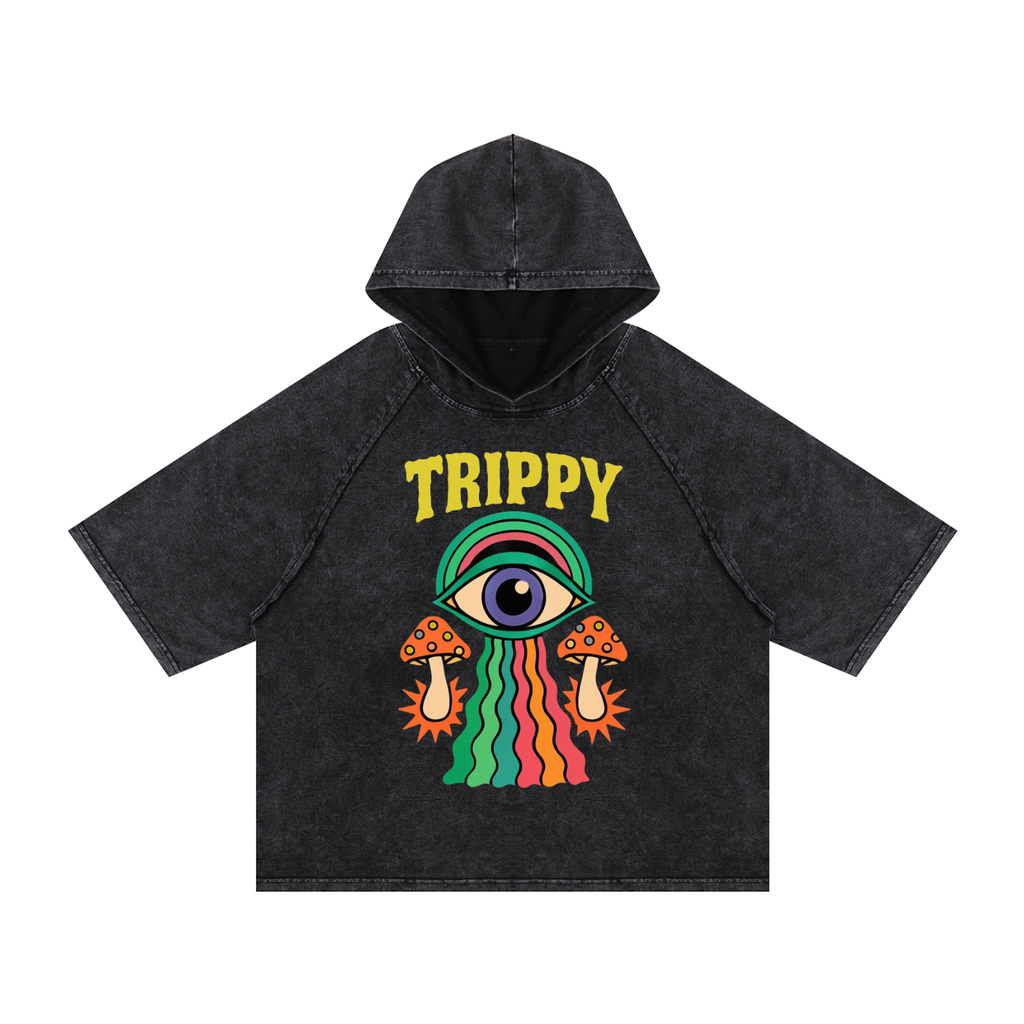 Snow Washed Hooded Boxy T-Shirt