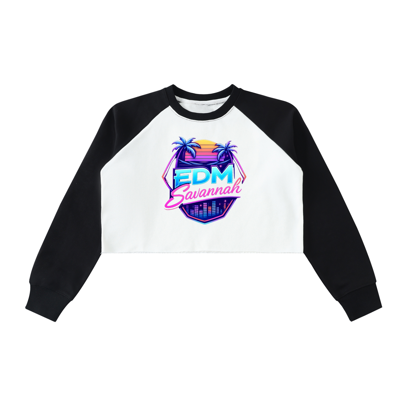 Raw-Hem Color-Block Raglan Crop Sweatshirt