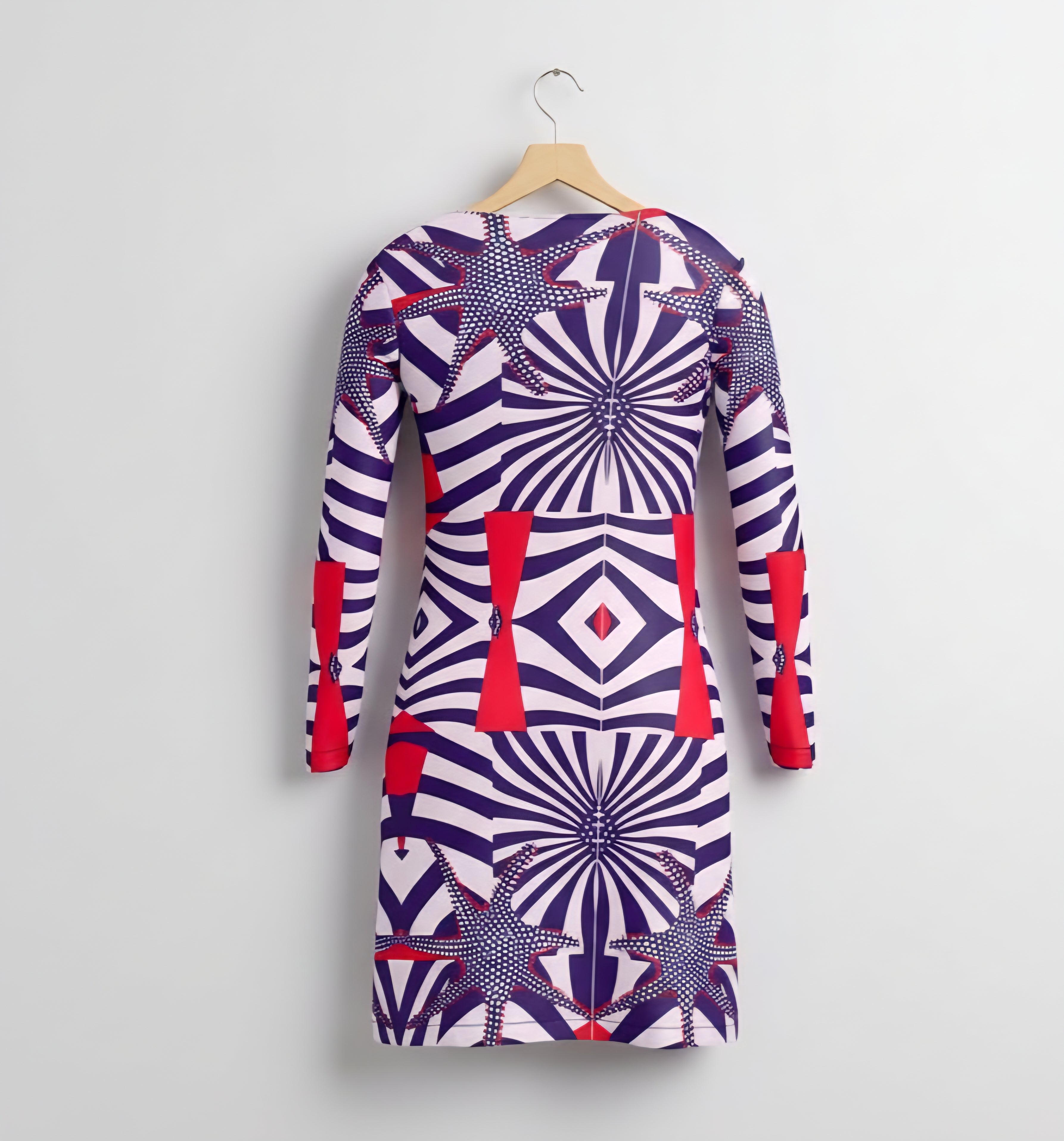 Geometric Kaleidoscope Cardigan | Women's Open Front Duster | Purple, Red & White Abstract Print
