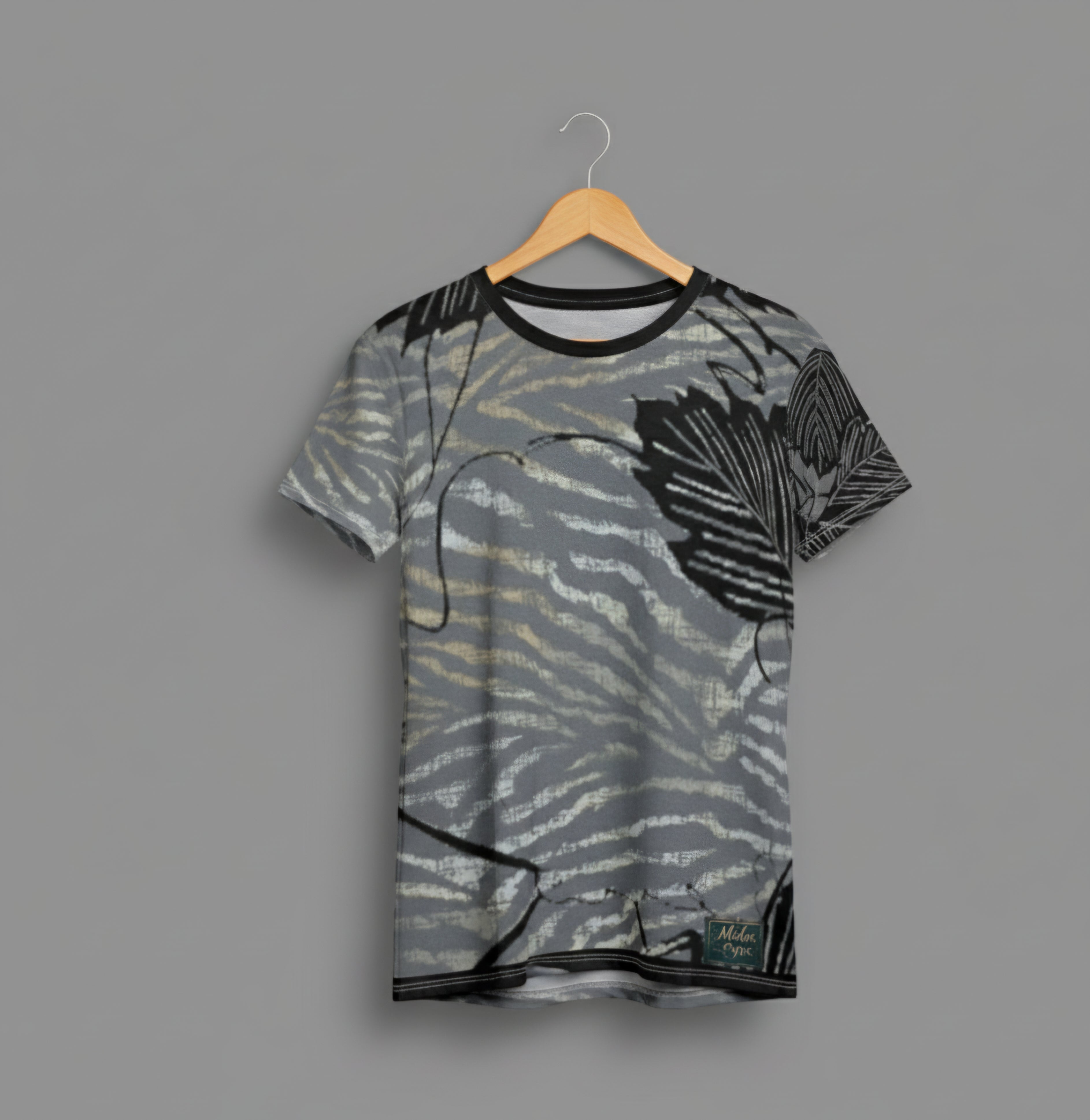 Midas Eyes "Urban Bloom" Abstract Leaf Pattern T-Shirt